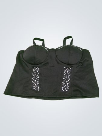 Augenweide Schwarzer Verzierter Korsett-Top