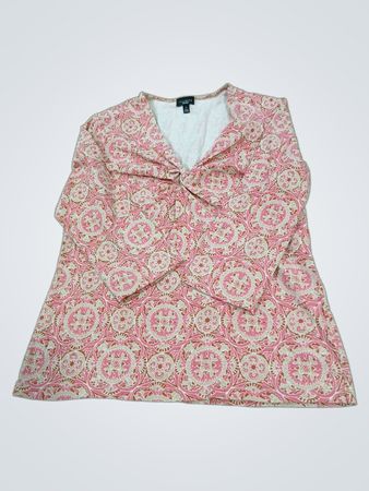 Talbots Damen Langarmshirt mit gedrehtem Hals und pinkem Paisley-Muster, Größe M