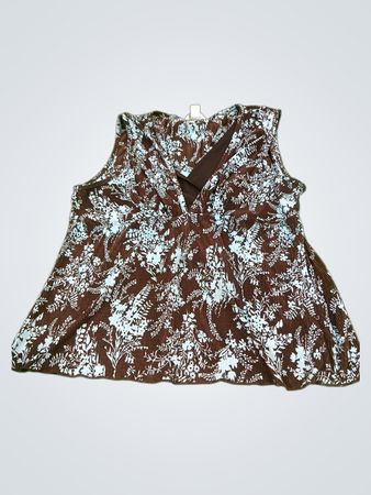 Christopher & Banks Brown Blue Floral ärmelloses Top