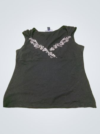 Nine West & Co. by Nine West Schwarzes besticktes V-Ausschnitt-Trägertop
