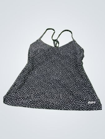 ROXY Schwarz-weißes gepunktetes Neckholder-Tankini-Oberteil