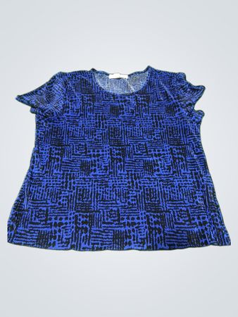 Tradition Petite M/M Blau-Schwarzes gemustertes Top