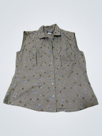 Lässige kleine ärmellose Bluse mit Knopfleiste