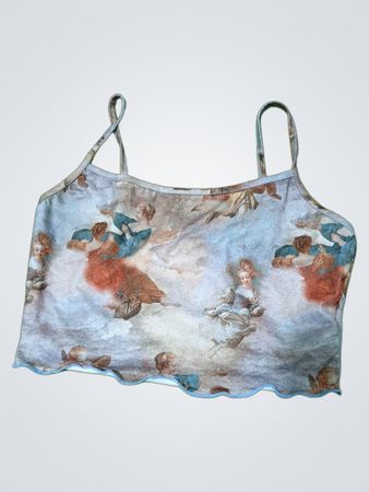 Transparentes Croptop mit Cherub-Print
