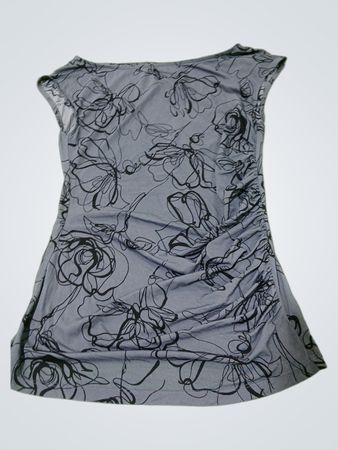 MGXX Graues Blumenmuster gerafftes Kleid