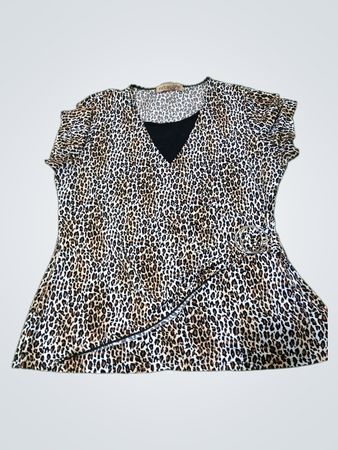 Notations Leopard-Print V-Ausschnitt-Top