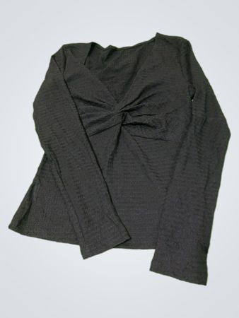 Schwarzes strukturiertes Langarmshirt