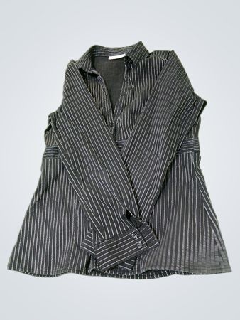 Yessica Black Nadelstreifen-Hemdkleid-Shirt