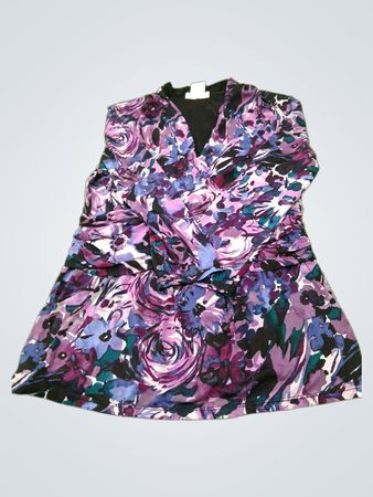 Kate Hill Damen Kleid mit Blumenmuster, gerafftem V-Ausschnitt