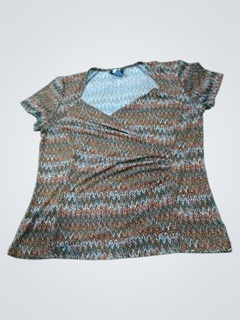 studio 1940 Damen T-Shirt mit kurzem Arm und V-Ausschnitt
