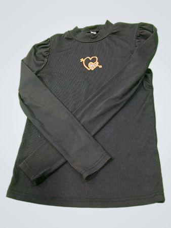 Schwarzes Langarmshirt mit Herzgrafik