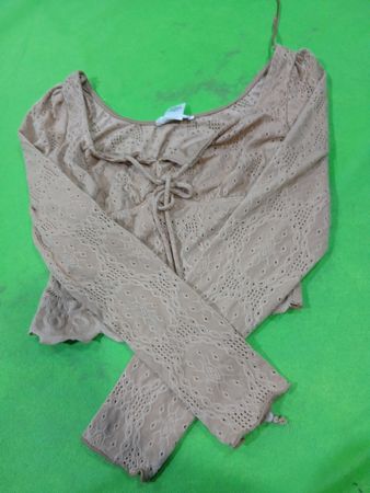 KIRIOUS LOS ANGELES Damen Beige Eyelet-Spitzen-Cropped-Top