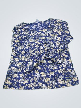 J.Jill Blue Floral Print Langarmoberteil