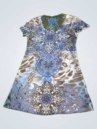 Damen-Kleid mit V-Ausschnitt, kurzen Ärmeln und Häkel-Details