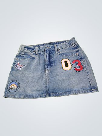 Wild Fable Damen-Jeansrock mit Aufnähern