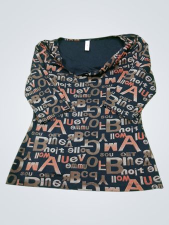 LE GRENIER Women's Long Sleeve Tunic with Alphabet Print