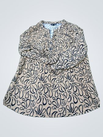 Chances R Frauen Beige und Schwarz gemustertes Tunika-Oberteil