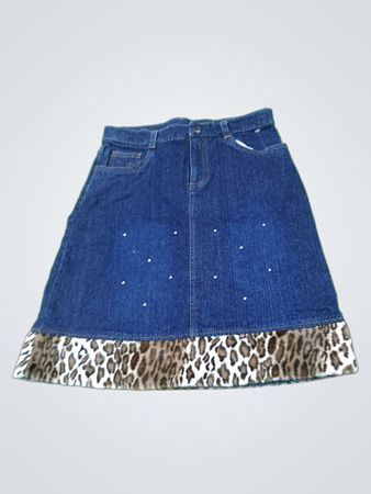 The Children's Place Stretch-Denim-Rock mit Leopardenmuster-Besatz