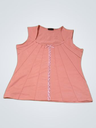 NEW YORK & COMPANY STRETCH ärmelloses pinkfarbenes Top mit Schleifendetail
