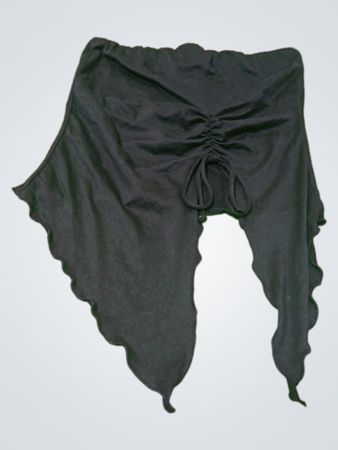 Schwarzes gerafftes Neckholder-Oberteil mit Schnürung