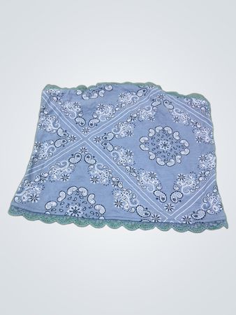 Blaues Bandana-Print-Tubetop mit Spitzenbesatz