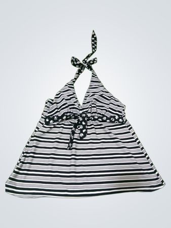Schwarz-weiß gestreiftes Neckholder-Top mit Totenkopfmuster