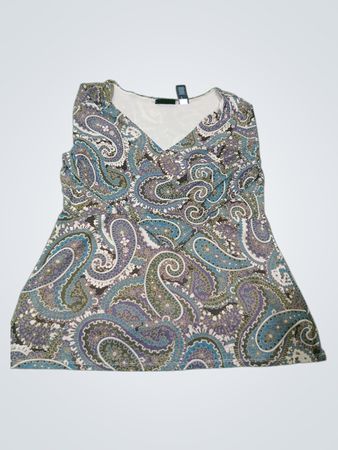 Liz Claiborne Paisley-Print V-Ausschnitt-Top