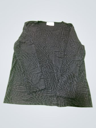 DANIEL LAURENT Black Sparkly Pattern Langarm-Oberteil