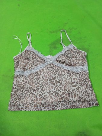 WILD SKYE Leopard-Print-Trägertop mit Spitzenbesatz