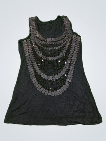 Schwarzes Tanktop mit Paillettenverzierung