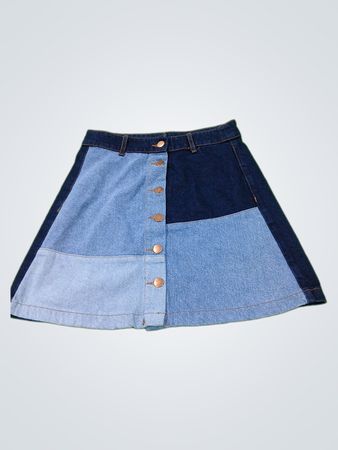 Geteilter Denim-Patchwork-Rock