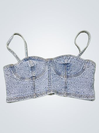 Pacsun Rhinestone Denim Bustier Top