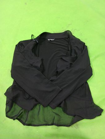 Schwarzes transparentes Langarmshirt mit Besatz