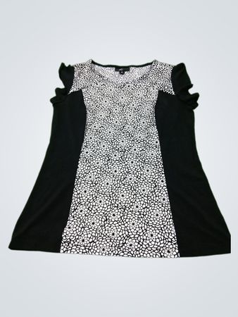 WORTHINGTON Schwarz-weißes Oberteil mit Blumenmuster