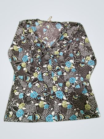 Susan Lawrence Petite Damenbluse mit V-Ausschnitt und Aufdruck