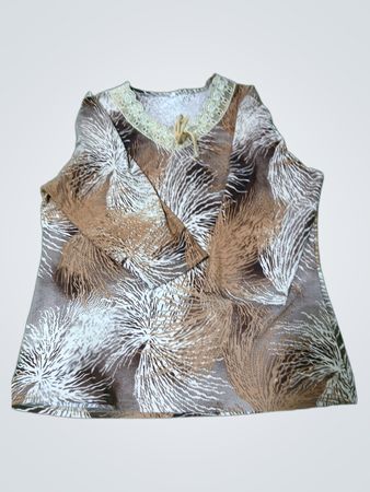 Braun-weiß gemusterte Bluse