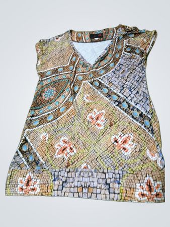 Rosenmosaik-Print V-Ausschnitt Tunika