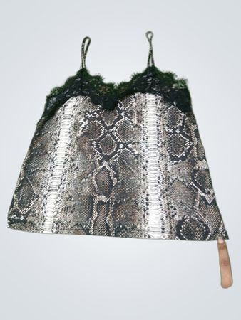 Schlangenprint-Trägertop mit Spitzenbesatz