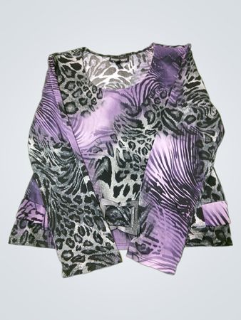 Frank Lyman Design Damen lila Animal-Print Langarmtop