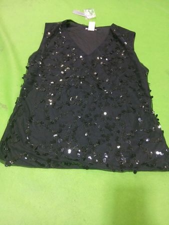 Damen-Top ärmellos in Schwarz mit Paillettenverzierung