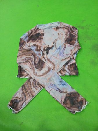 Mesh-Marmor-Print Langarm-Top
