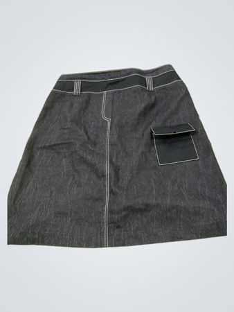 VEX Damen Rock aus dunklem Denim im A-Linien-Schnitt mit Tasche