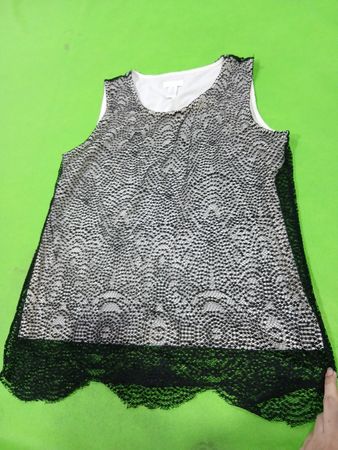 Chico's Black Lace Overlay Top