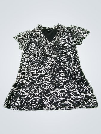 AB Studio Black & White Floral Print Top