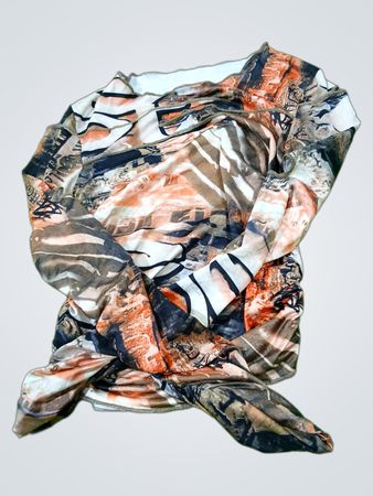 Oberteil mit gerafften Ärmeln und abstraktem Druck