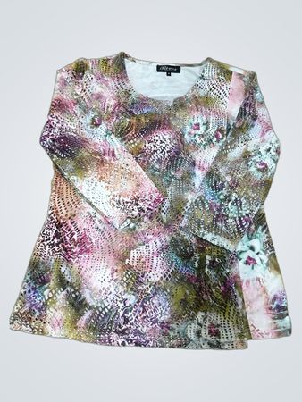 Rêves Collection Damen Langarmoberteil mit Blumenmuster