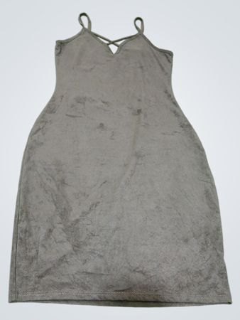7. Januar Graues Wildleder Spaghettiträgerkleid