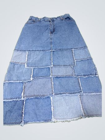 Moments Patchwork Denim Maxi Rock