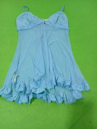 Blaue transparente Babydoll mit Rüschen
