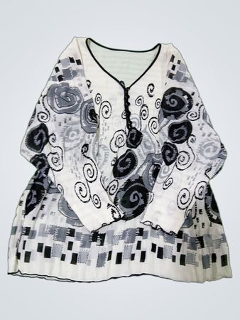 Weißes und schwarzes bedrucktes Tunika-Shirt